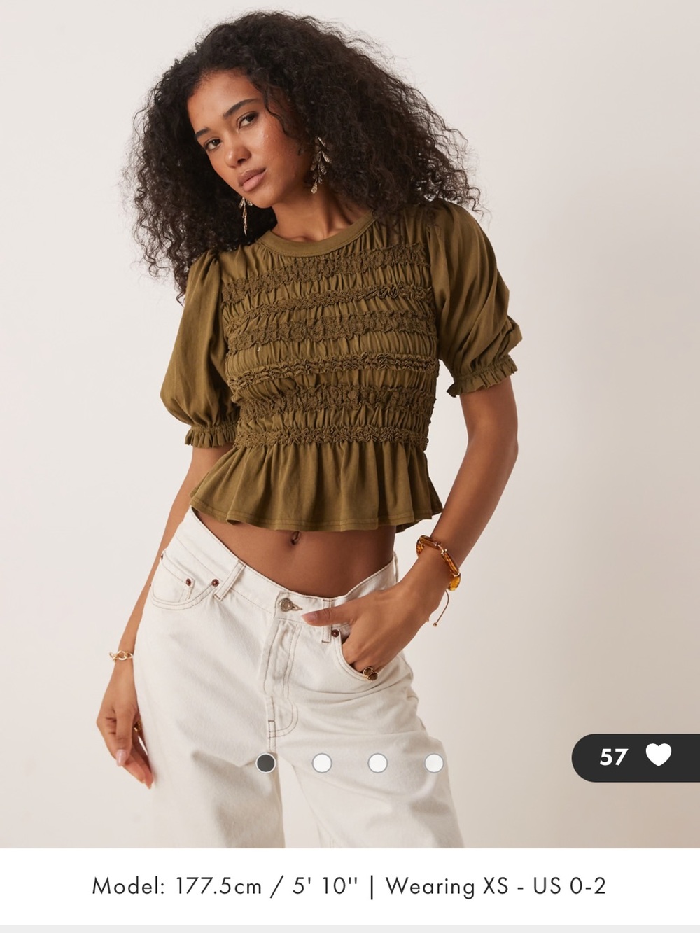Free People maxey ruched knit top in calvary green